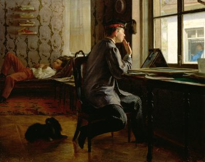 Preparándose para los exámenes, 1864 de Ilya Efimovich Repin